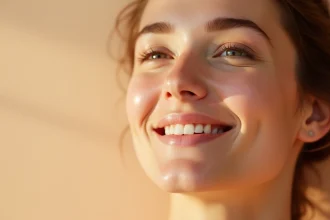 Fils tenseurs appliqués sur un visage pour un lifting non chirurgical