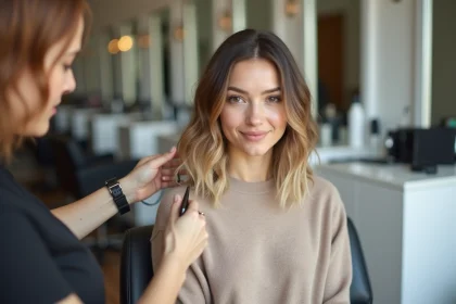 Femme élégante dans un salon de coiffure moderne