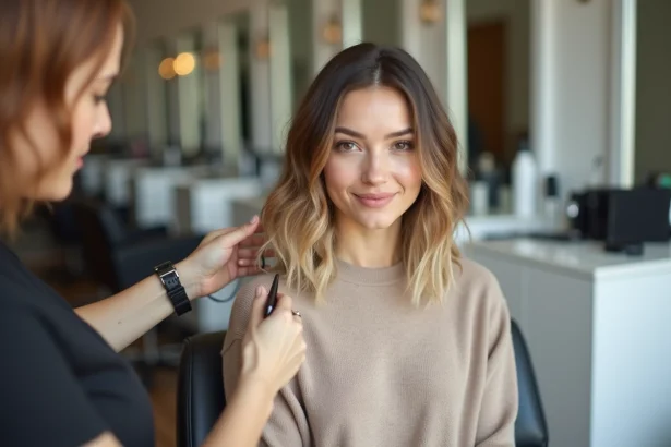 Femme élégante dans un salon de coiffure moderne