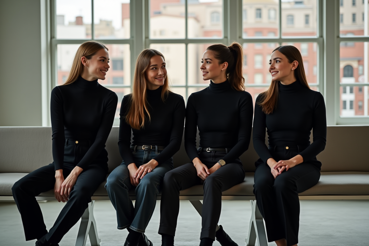Groupe de jeunes models dans un loft lumineux