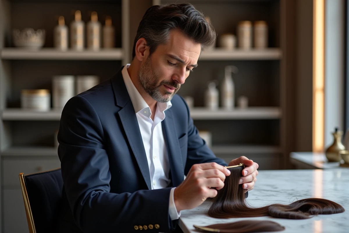 Homme examinant des échantillons d