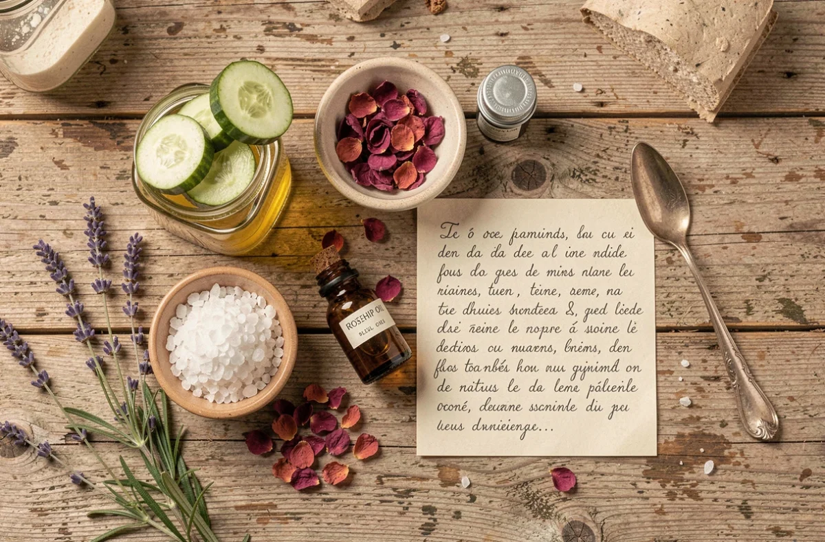 Ingrédients naturels pour un soin maison décolleté façon recette de grand-mère